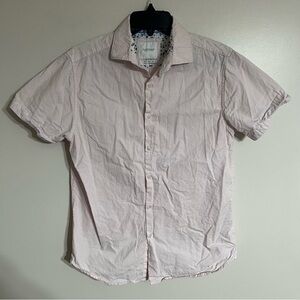 Cactus Man Ricky Singh Pink Polka Dot Design Slim Fit Button Up Shirt Size Small